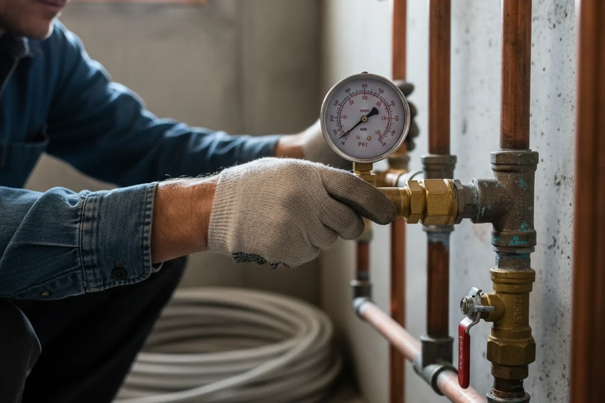 Pressure testing a repaired line during Water Line Repair in Bluejacket